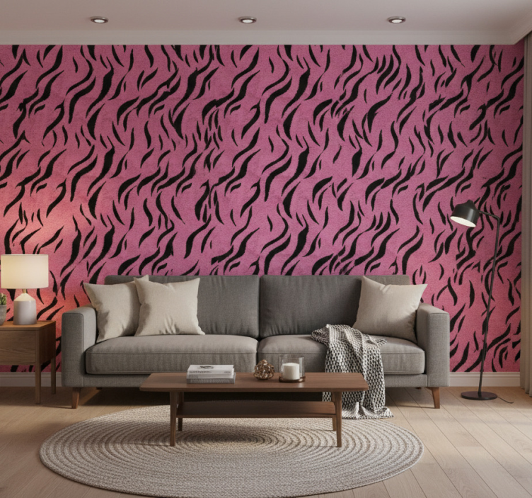 Animals wallpaper pink tiger skin print - TenStickers