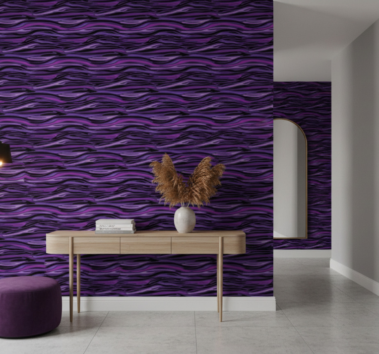 Animals wallpaper purple wave design - TenStickers