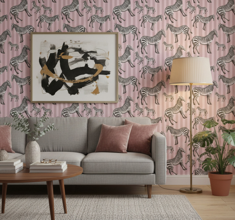 Animals wallpaper vintage zebra illustration pattern - TenStickers