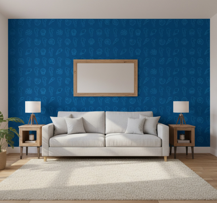 Animals wallpaper with marine motifs illustration - TenStickers