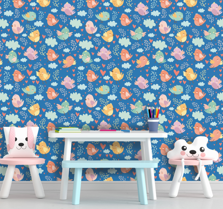 Colorful Friends birds in wallpaper - TenStickers
