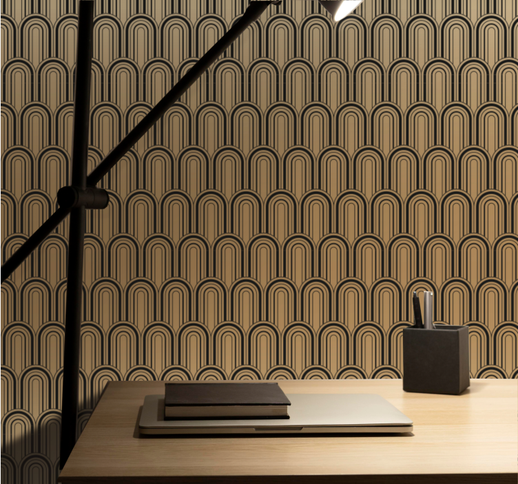 Brown archs pattern design geometric wallpaper - TenStickers