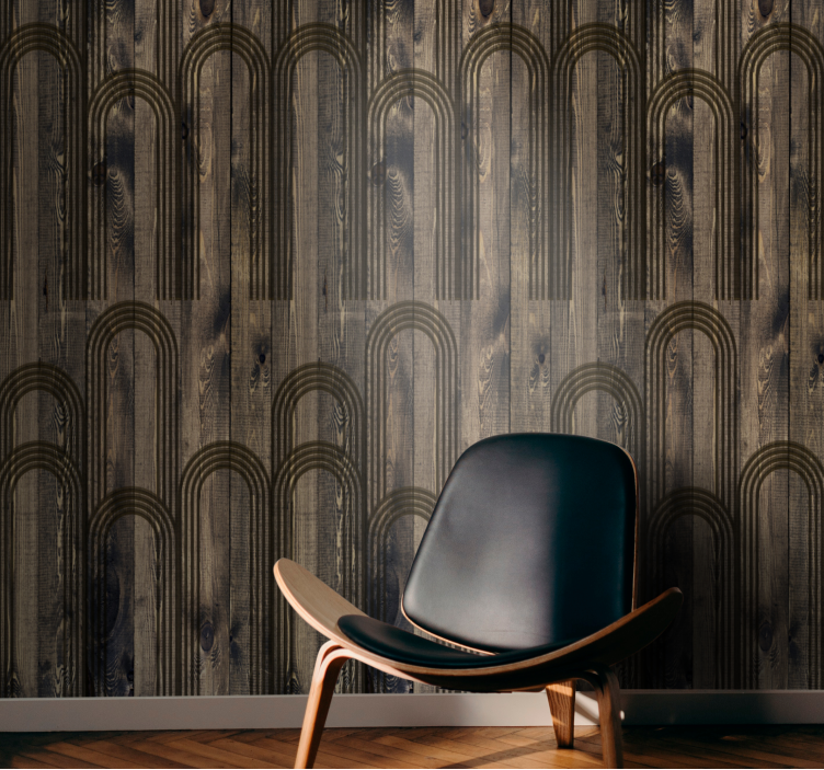 Arched Pattern Design wood effect wallpaper - TenStickers
