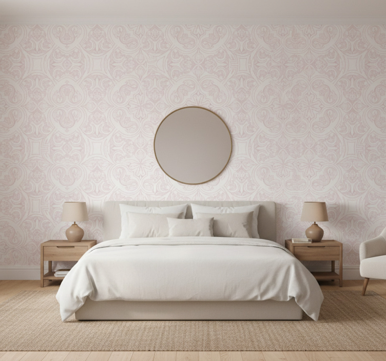 Art wallpaper mediterranean light pink pattern - TenStickers