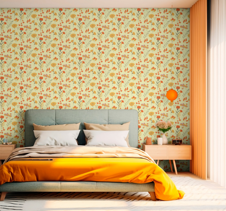 Autumn Floral Pattern flowers wallpaper - TenStickers