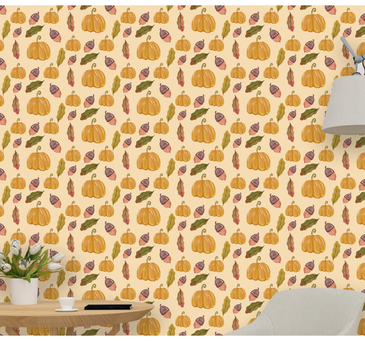 Autumn Harvest Pattern cute halloween wallpaper - TenStickers