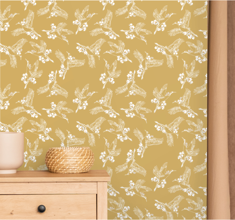 Soaring Birds Botanical birds in wallpaper - TenStickers