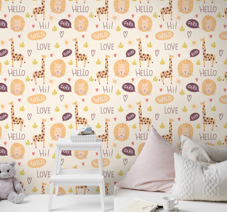 Baby jungle giraffes children's wallpaper - TenStickers