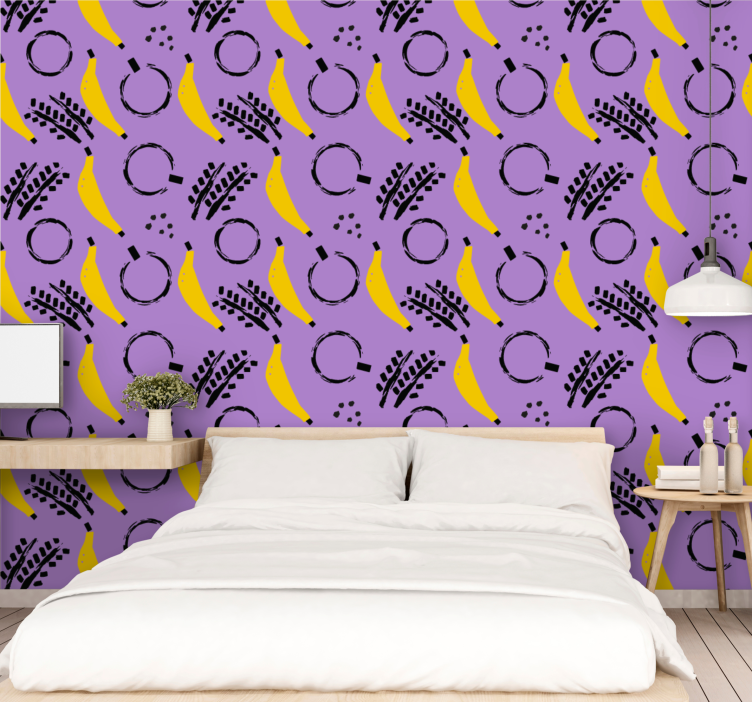 Bananas and Circles polka dots wallpaper - TenStickers