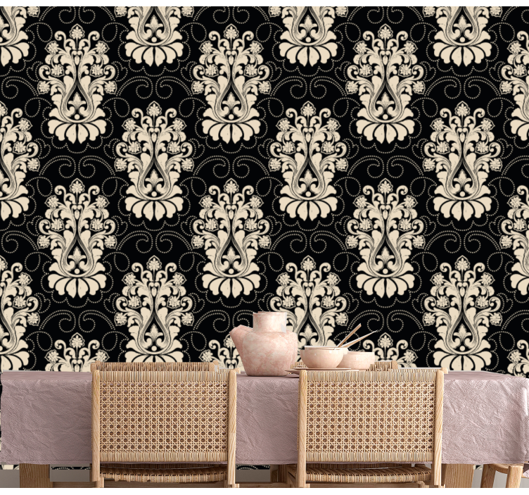 Baroque wallpaper with baroque scrollwork design - TenStickers