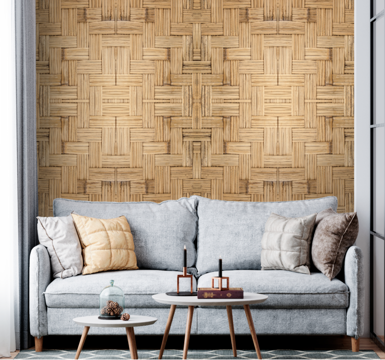 Basket Weave Pattern wood effect wallpaper - TenStickers