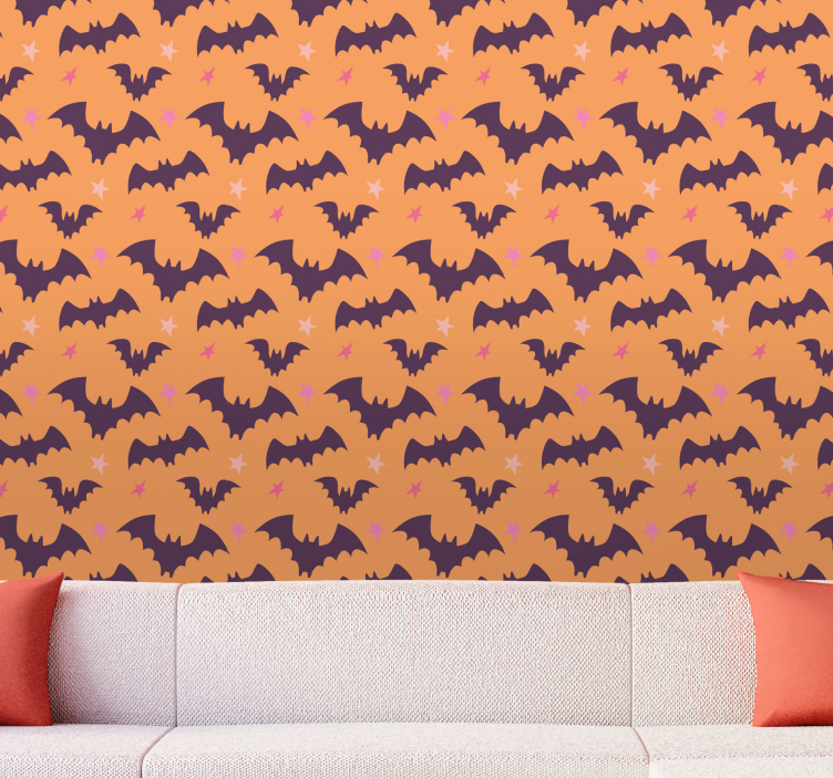 Bat Pattern cute halloween wallpaper - TenStickers