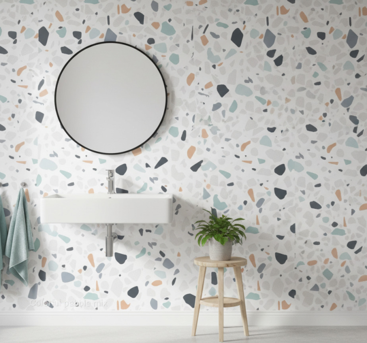 Bathroom wallpaper colorful pebble mix - TenStickers