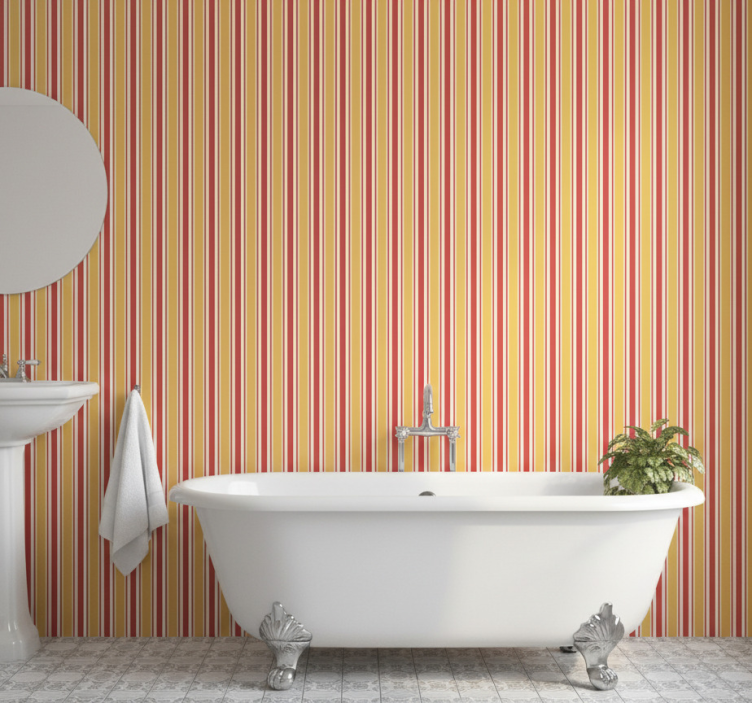 Bathroom wallpaper in colored stripe pattern - TenStickers