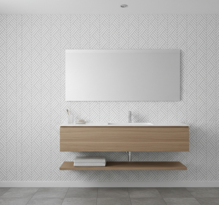 Bathroom wallpaper in grey chevron design - TenStickers