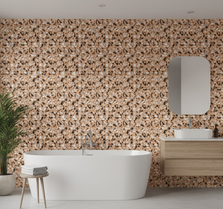 Bathroom wallpaper with textured stone design - TenStickers