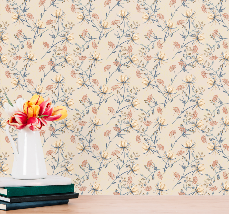 Beautiful floral design flowers wallpaper - TenStickers