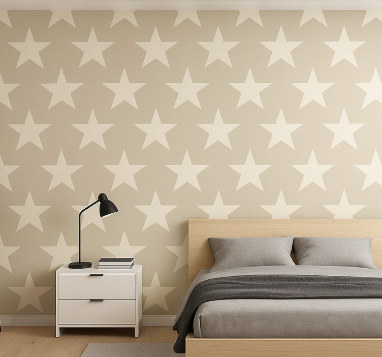 Beige stars pattern teenage bedroom wallpaper - TenStickers