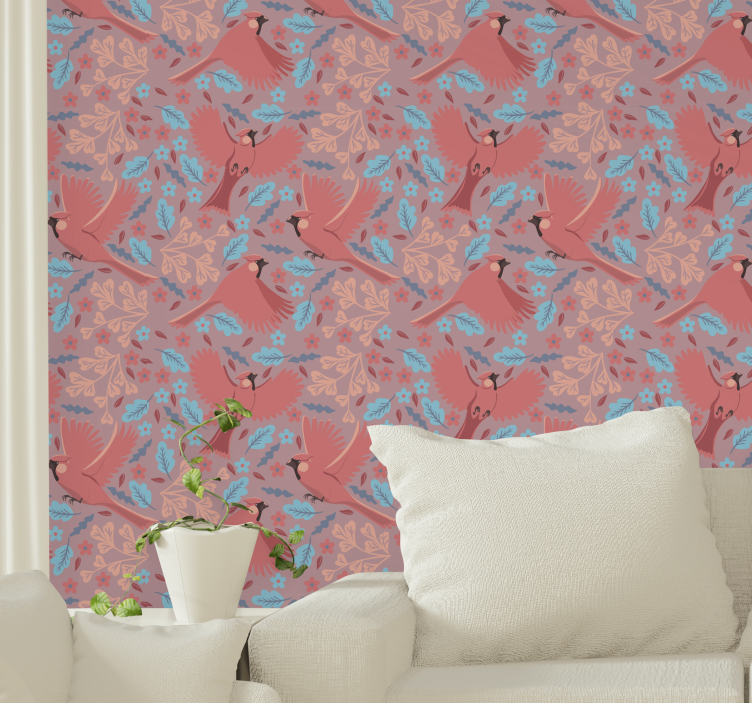 Bird Motif Pattern birds in wallpaper - TenStickers