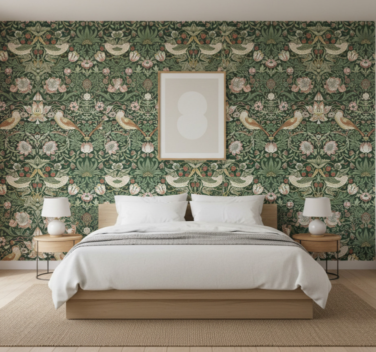 Birds in wallpaper morris style bird design - TenStickers