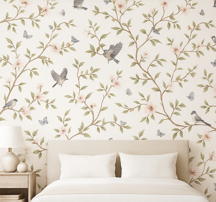 Birds in wallpaper vintage blossom bird - TenStickers