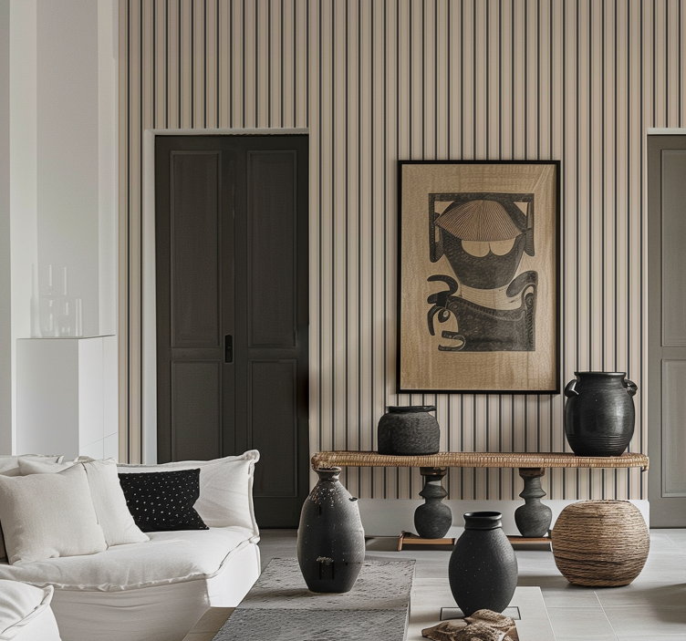 Stripe wallpaper Black and beige colours - TenStickers