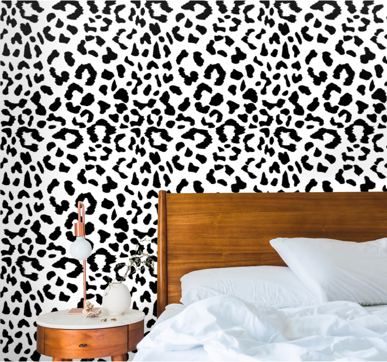 Dods pattern leopard print black and white wallpaper - TenStickers