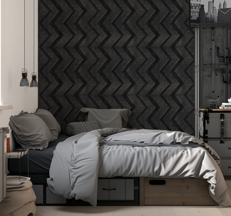 Black steel stripes  teenage bedroom wallpaper - TenStickers