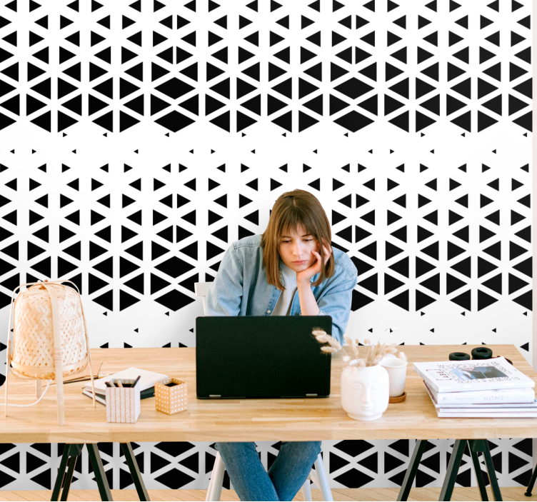 Black Triangle Arrangement geometric wallpaper - TenStickers