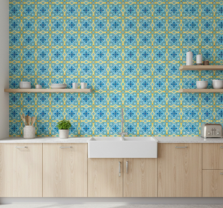 Blooming elements tile effect wallpaper - TenStickers