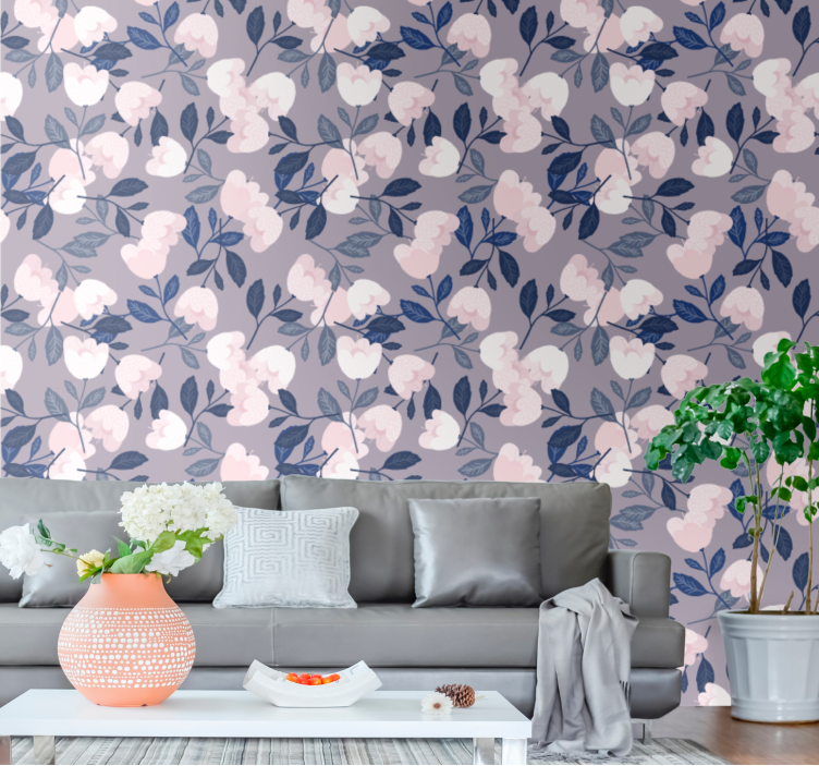 Blossom bloom pattern floral wallpaper - TenStickers