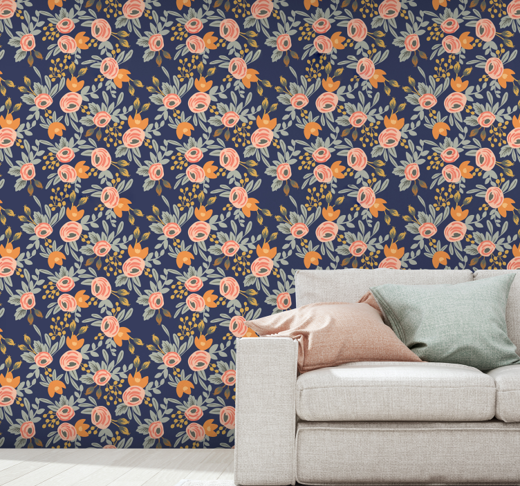Blossom Elegance floral living room wallpaper - TenStickers