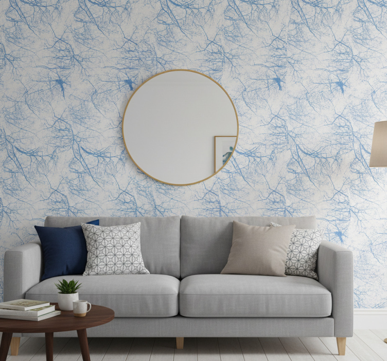 Blue wallpaper of a tree - TenStickers