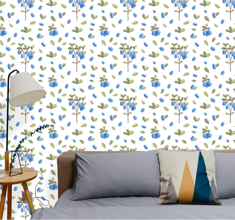 Blueberry Botanical flowers wallpaper - TenStickers