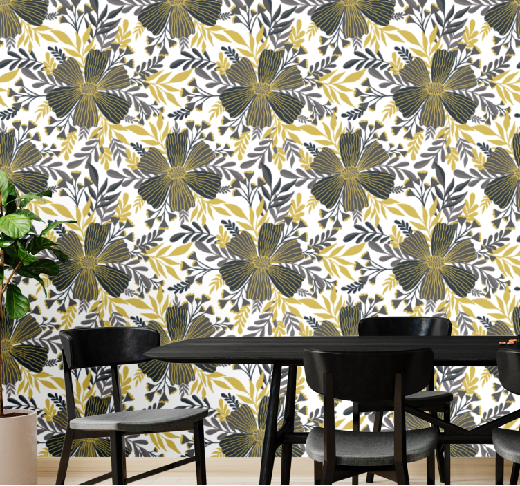 Botanical balance living area wallpaper - TenStickers
