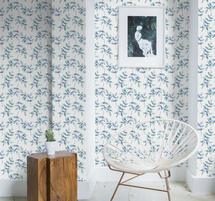 Botanical green design leaves wallpaper - TenStickers