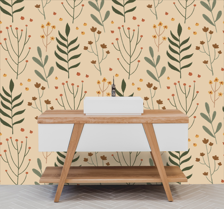 Floral Botanical Illustration floral wallpaper - TenStickers