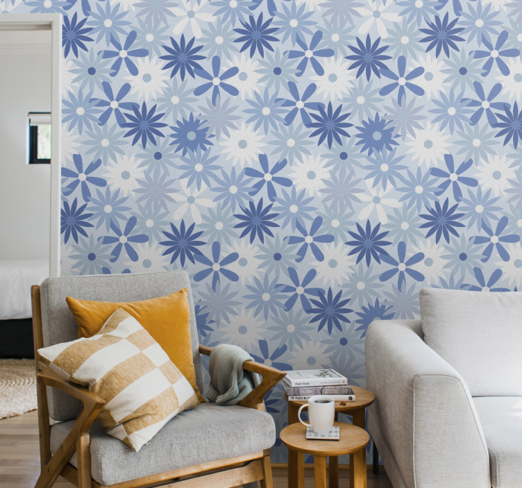 Botanical Geometric Blend floral wallpaper - TenStickers