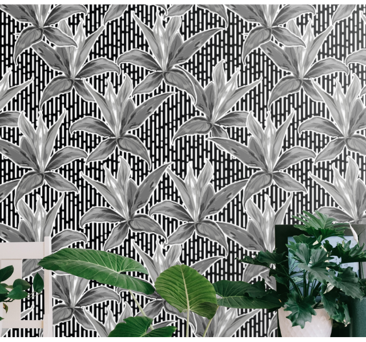 Botanical Geometric leaves wallpaper - TenStickers