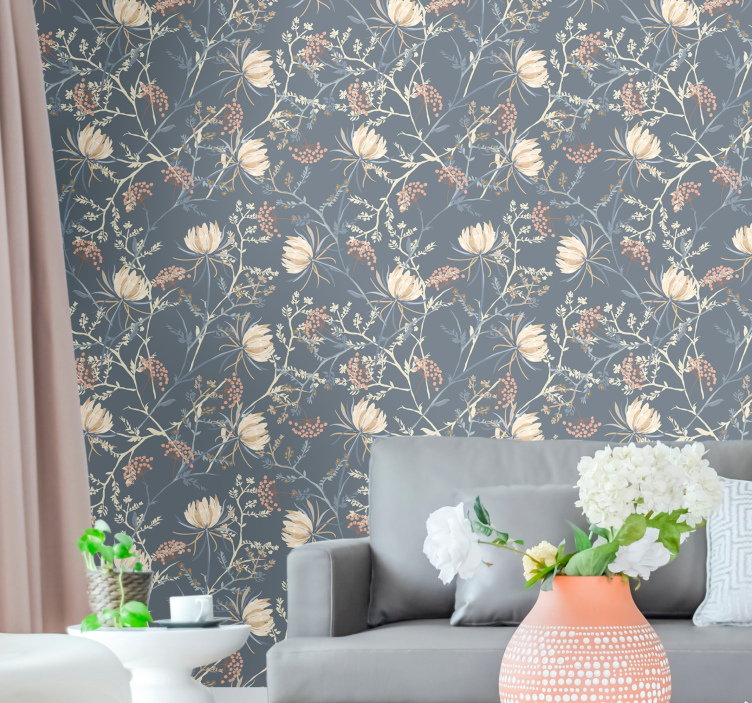 Botanical grace living area wallpaper - TenStickers