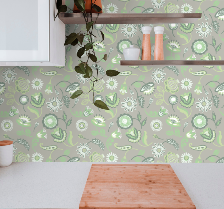 Floral Greenery Concept floral wallpaper - TenStickers