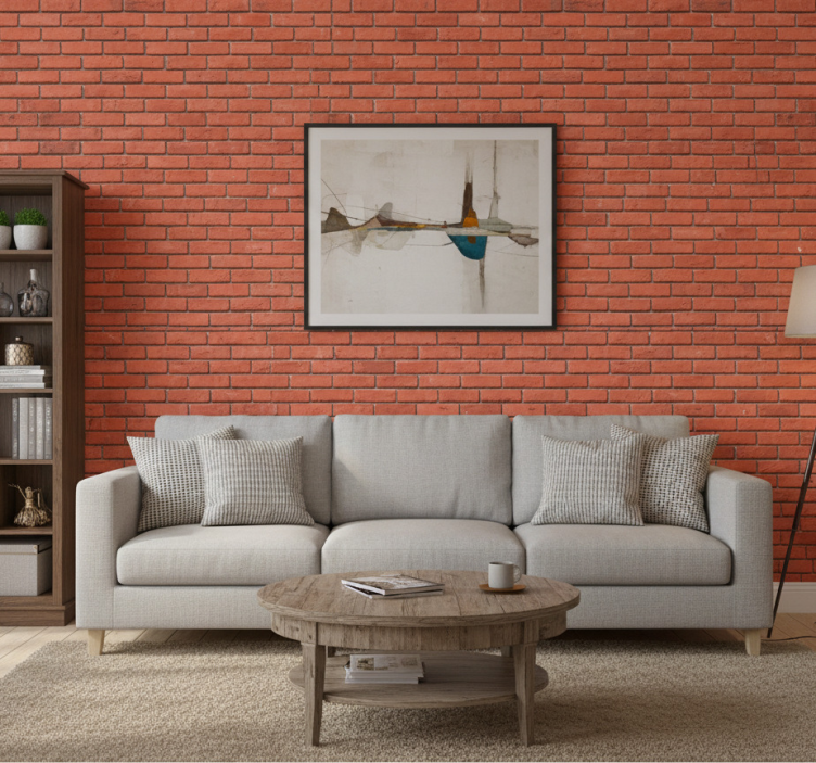 Bricks wallpaper in red realistic pattern - TenStickers