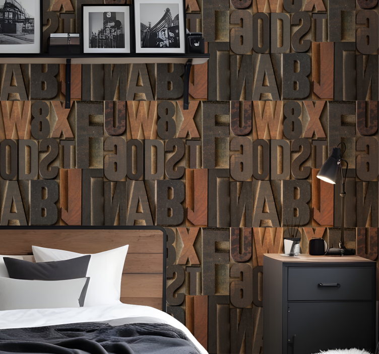 Brown 3D effect lettering wallpaper - TenStickers