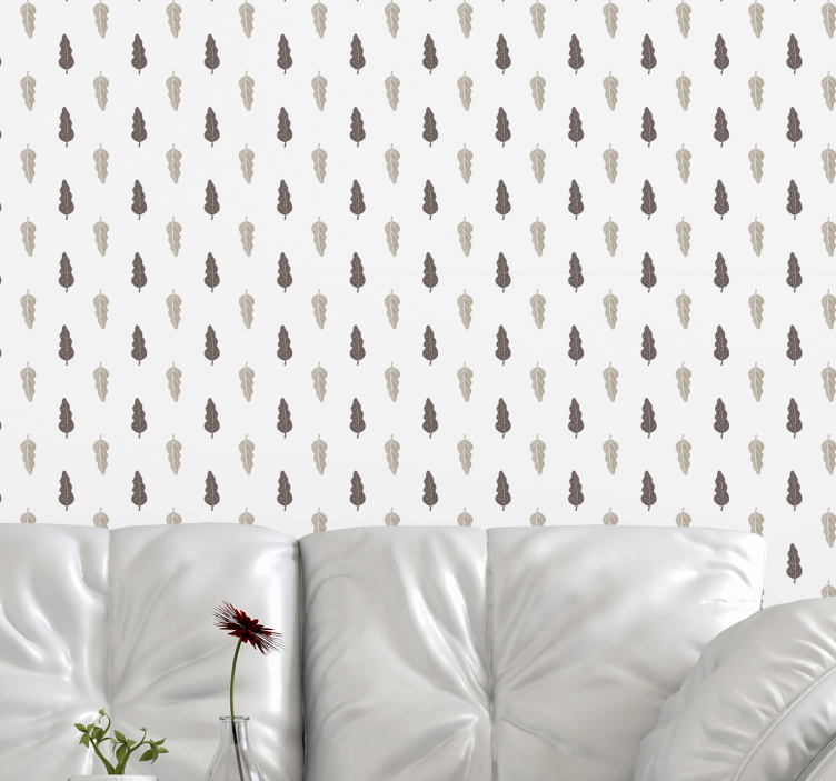 Brown and White Leaf Classic Wallpaper - TenStickers