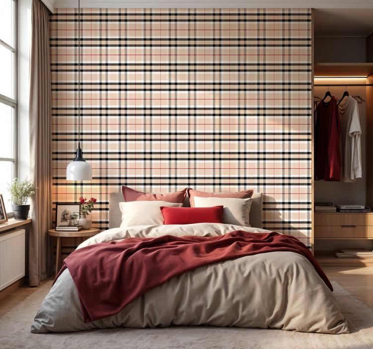 "Burberry" tartan master bedroom wallpaper - TenStickers