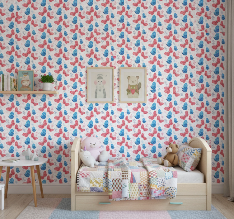 Butterflies wallpaper with branches - TenStickers