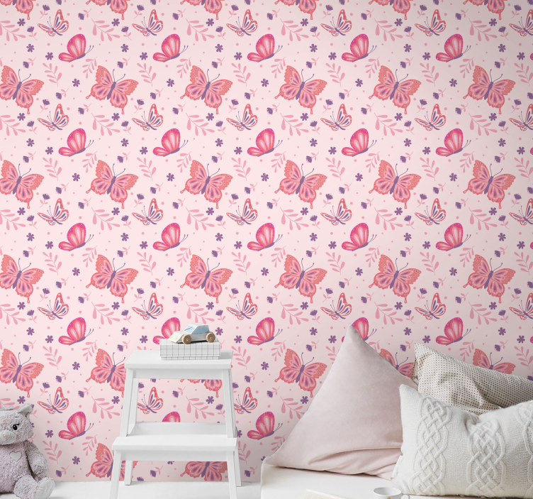 Butterfly garden motif butterflies wallpaper - TenStickers