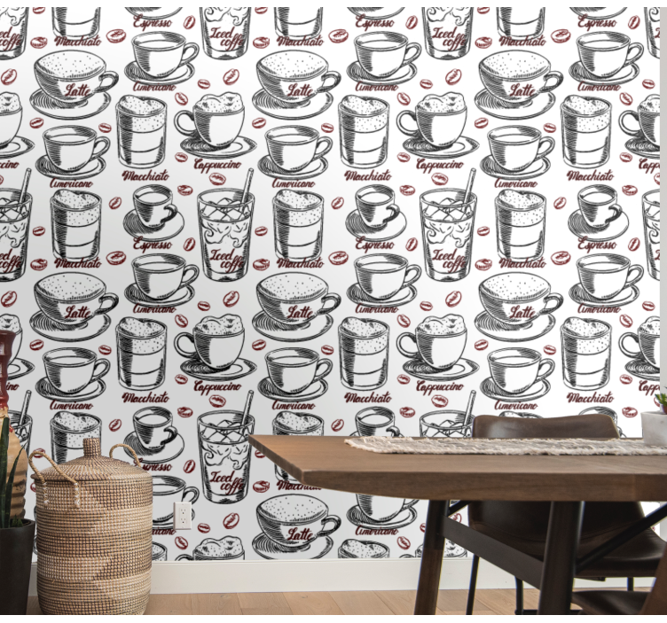 Café Theme Illustration kitchen wallpaper - TenStickers