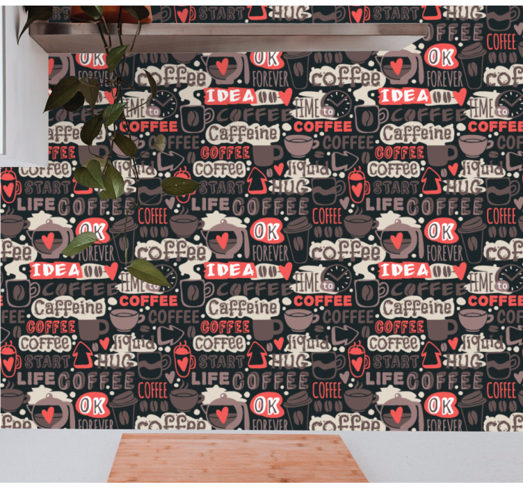 Caffeine Motif lettering wallpaper - TenStickers