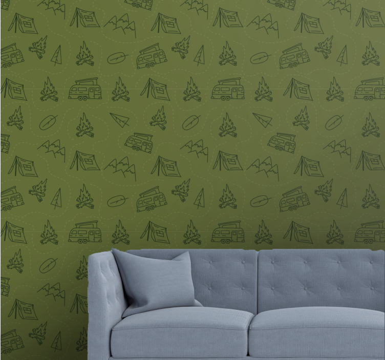 Camping Pattern contemporary wallpaper - TenStickers